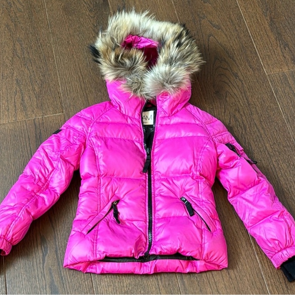 Girls Sam. Freestyle jacket with faux fur hood